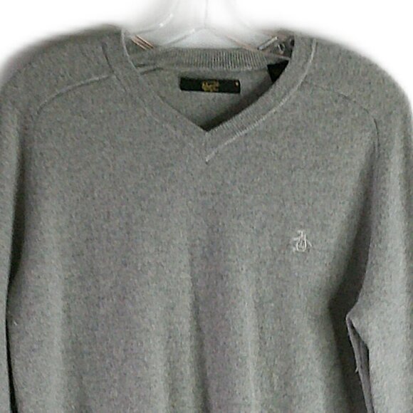 Penguin - Grey Long Sleeve V-Neck Sweater - Size Medium - Picture 2 of 5
